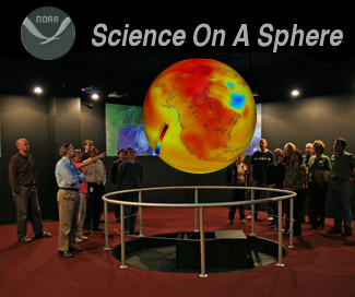 [Science On A Sphere image digitally edited to display GFDL CM2.1 temperature field]