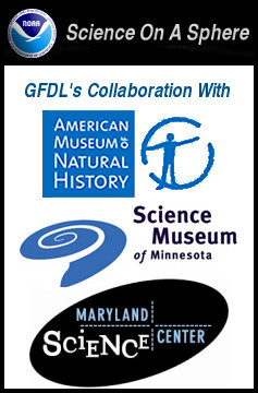 [Science On A Sphere collaboration between NOAA/GFDL & 3 museums]